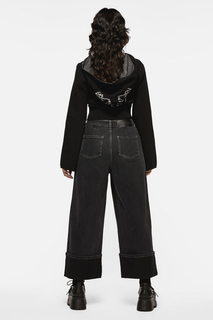 Black Friday - Sigil Distressed Wide Leg Jean - black