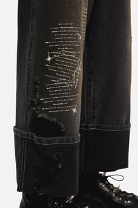 Black Friday - Sigil Distressed Wide Leg Jean - black