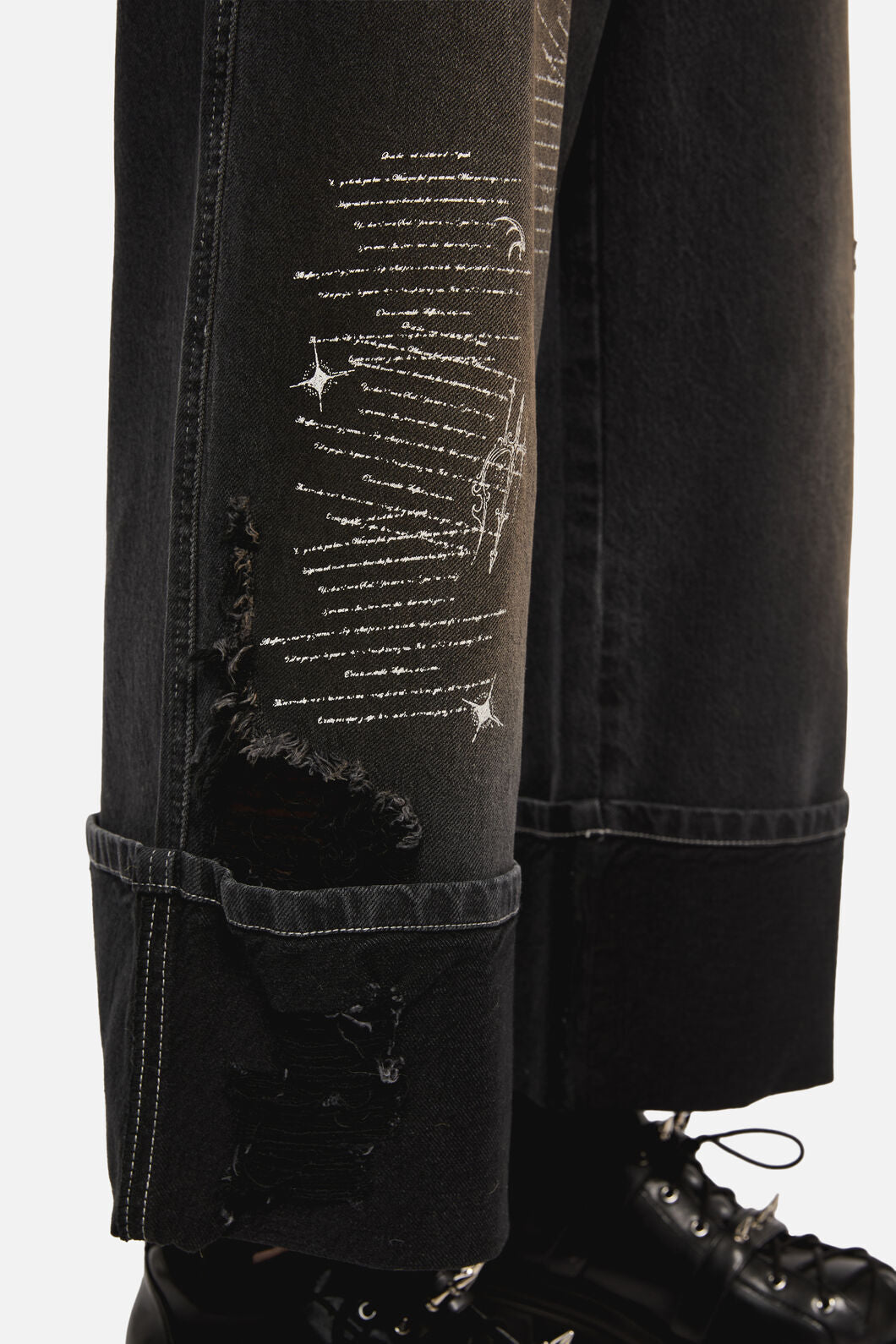 Black Friday - Sigil Distressed Wide Leg Jean - black