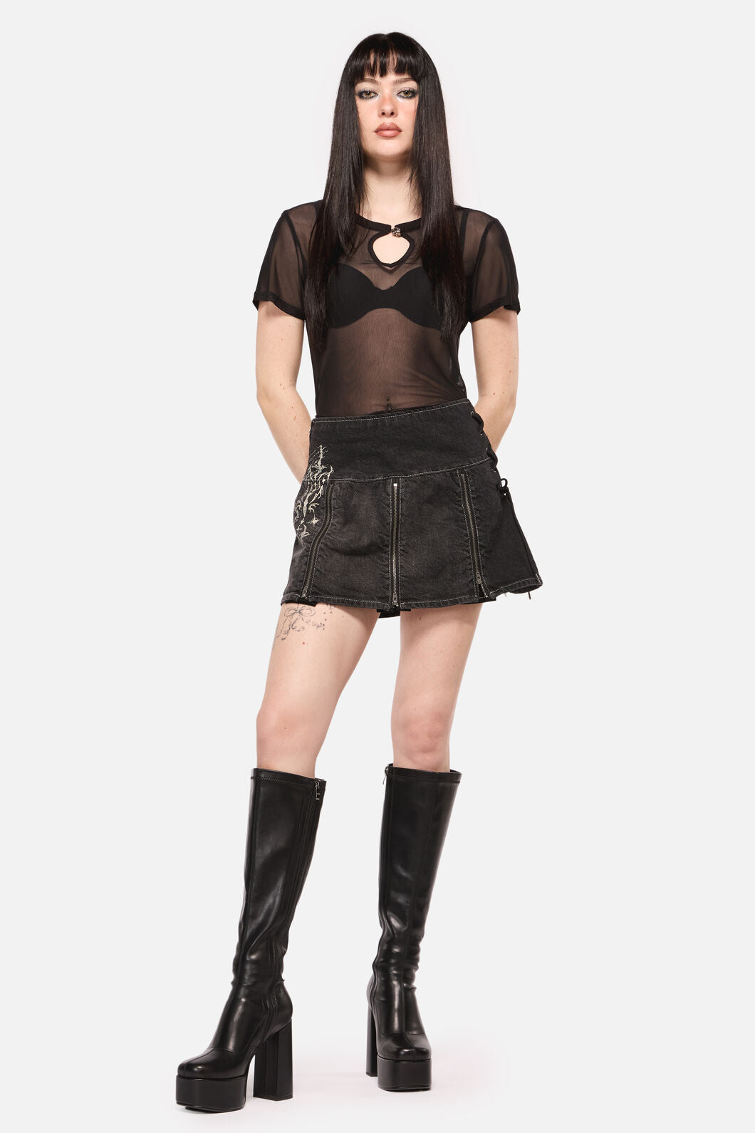 Black Friday - Sigil Denim Pleated Skort - black