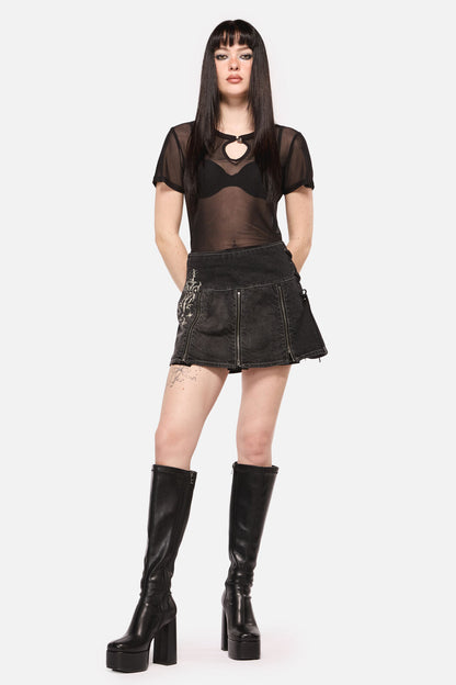 Black Friday - Sigil Denim Pleated Skort - black