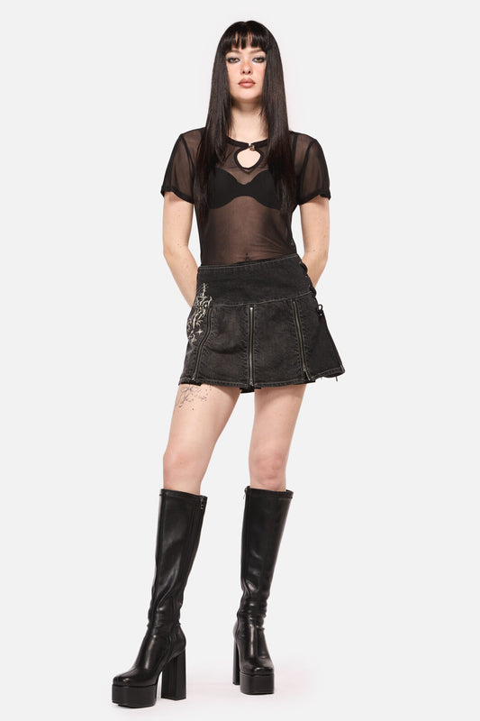 Black Friday - Sigil Denim Pleated Skort - black