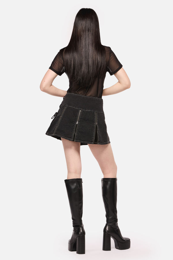 Black Friday - Sigil Denim Pleated Skort - black