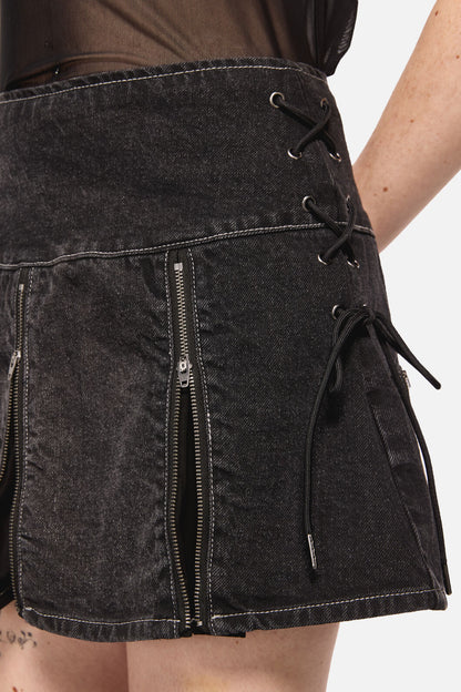 Black Friday - Sigil Denim Pleated Skort - black