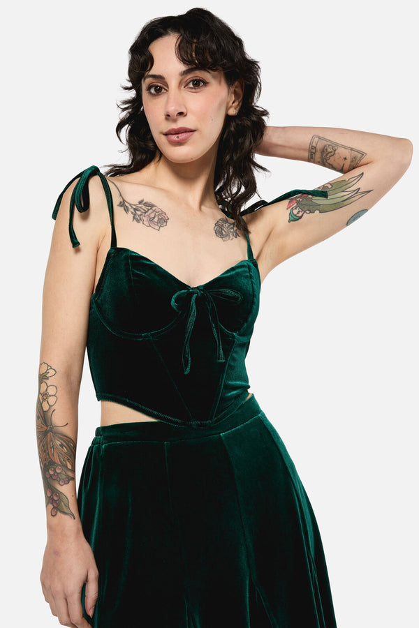 Black Friday - Keeper Of The Woods Velvet Corset Top - emerald