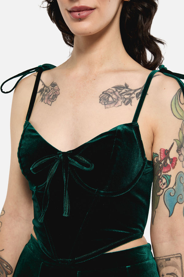 Black Friday - Keeper Of The Woods Velvet Corset Top - emerald