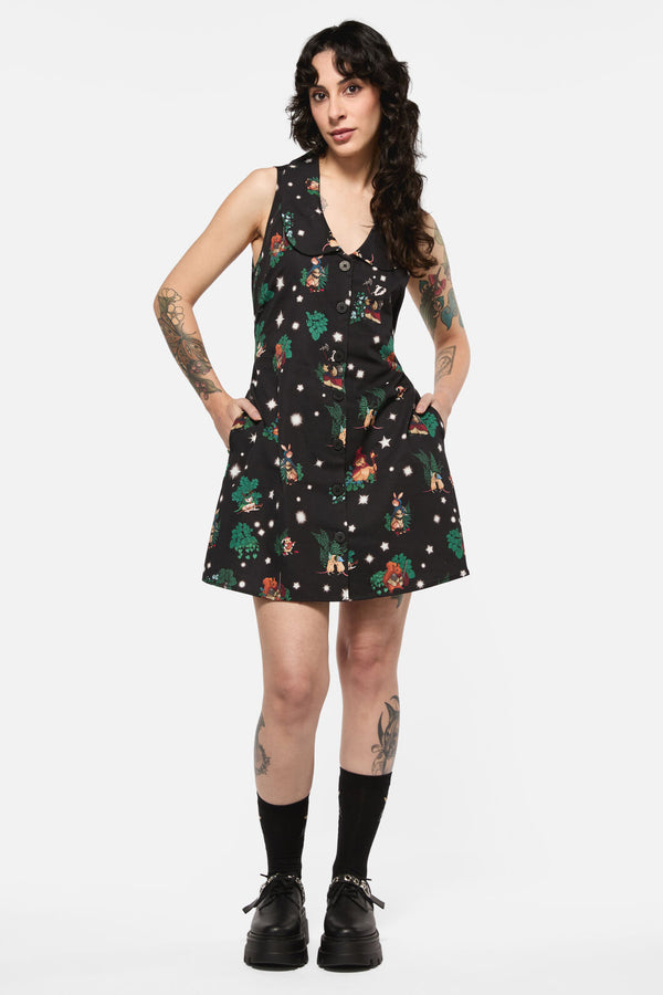 Black Friday - Keeper Of The Woods Print Pinafore - black