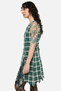 Black Friday - Keeper Of The Woods Tartan Lace Dress - sage