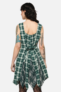 Black Friday - Keeper Of The Woods Tartan Lace Dress - sage