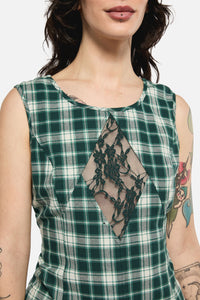 Black Friday - Keeper Of The Woods Tartan Lace Dress - sage