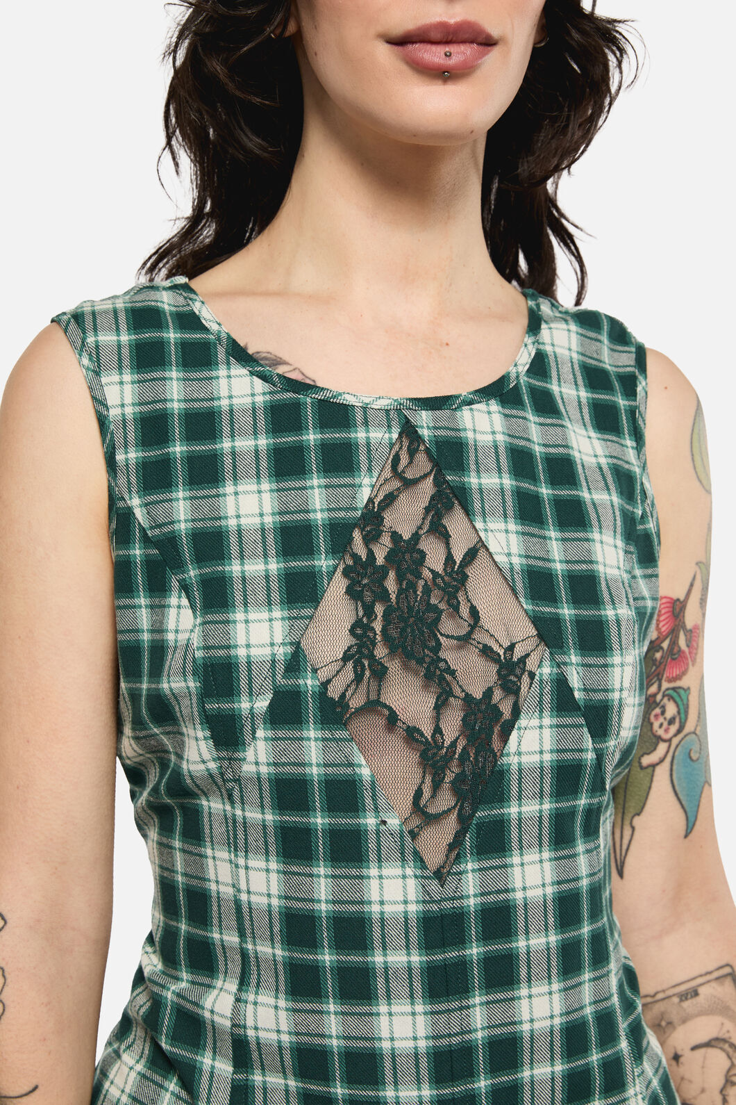 Black Friday - Keeper Of The Woods Tartan Lace Dress - sage
