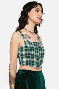 Black Friday - Keeper Of The Woods Tartan Corset Top - sage