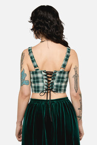 Black Friday - Keeper Of The Woods Tartan Corset Top - sage