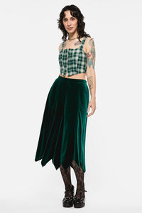 Black Friday - Keeper Of The Woods Tartan Corset Top - sage