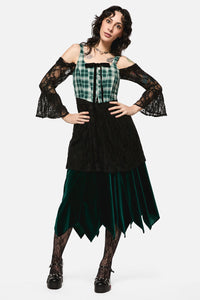 Black Friday - Keeper Of The Woods Tartan Corset Top - sage