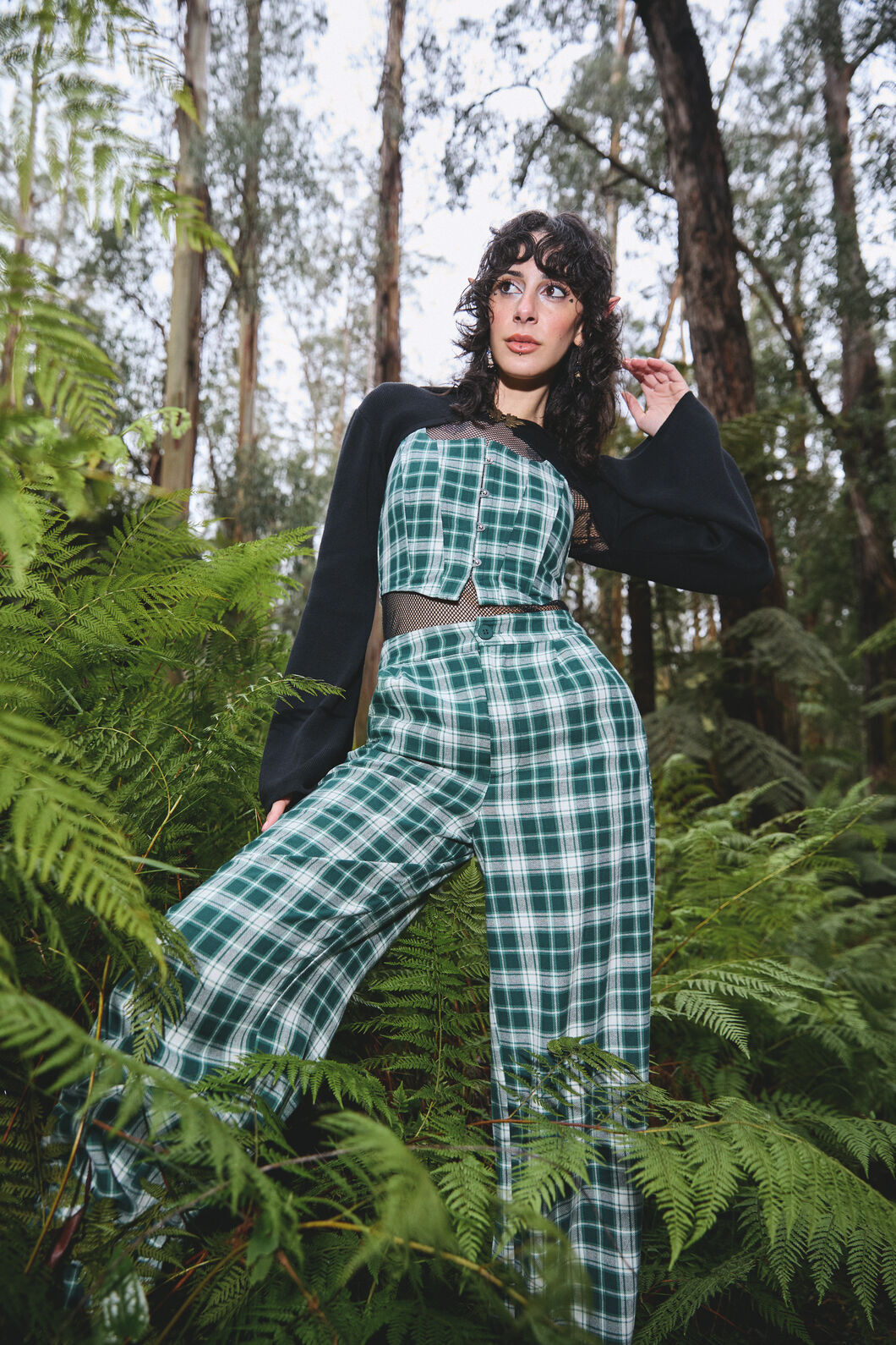 Black Friday - Keeper Of The Woods Tartan Wide Leg Pants - sage