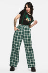 Black Friday - Keeper Of The Woods Tartan Wide Leg Pants - sage
