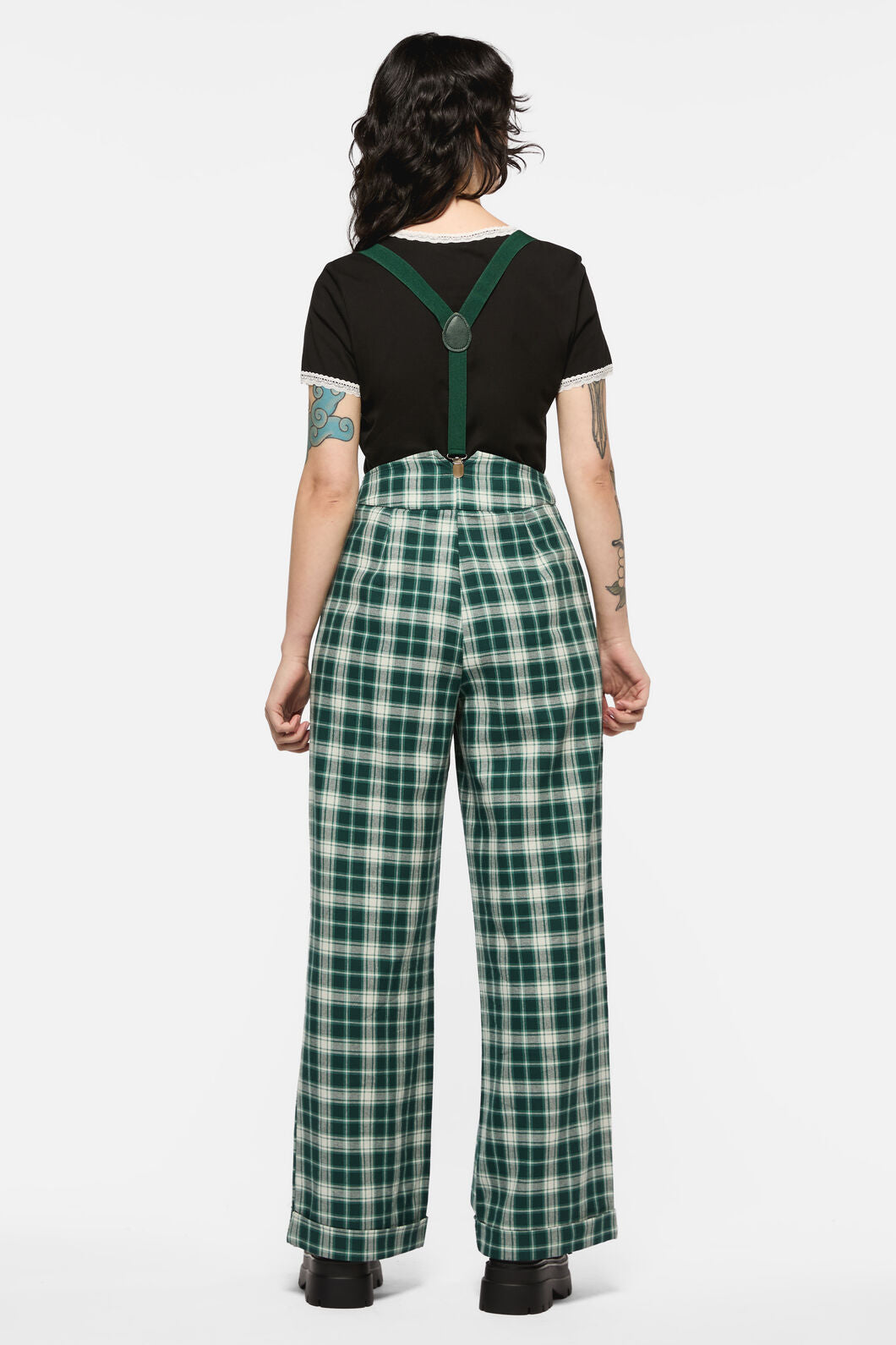 Black Friday - Keeper Of The Woods Tartan Wide Leg Pants - sage