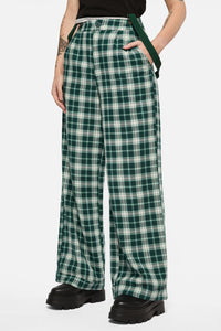 Black Friday - Keeper Of The Woods Tartan Wide Leg Pants - sage