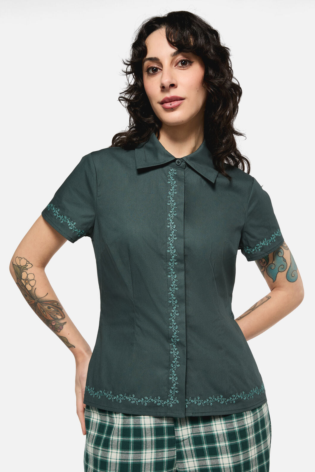 Black Friday - Keeper Of The Woods Embroidered Trim Blouse - emerald