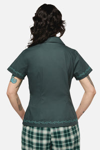 Black Friday - Keeper Of The Woods Embroidered Trim Blouse - emerald