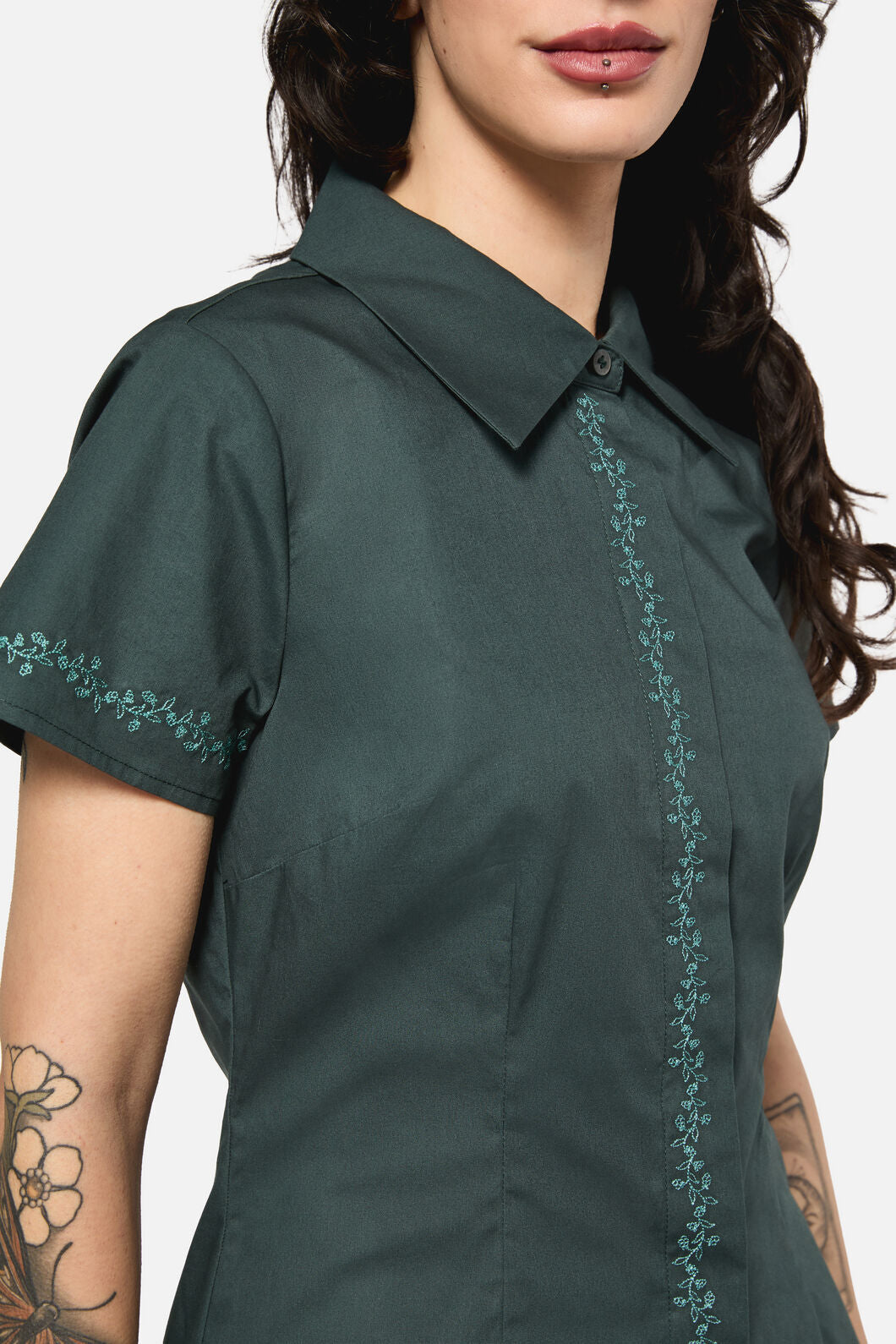 Black Friday - Keeper Of The Woods Embroidered Trim Blouse - emerald