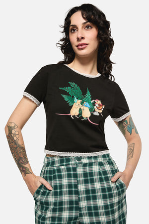 Black Friday - Keeper Of The Woods Lace Trim T-Shirt - black