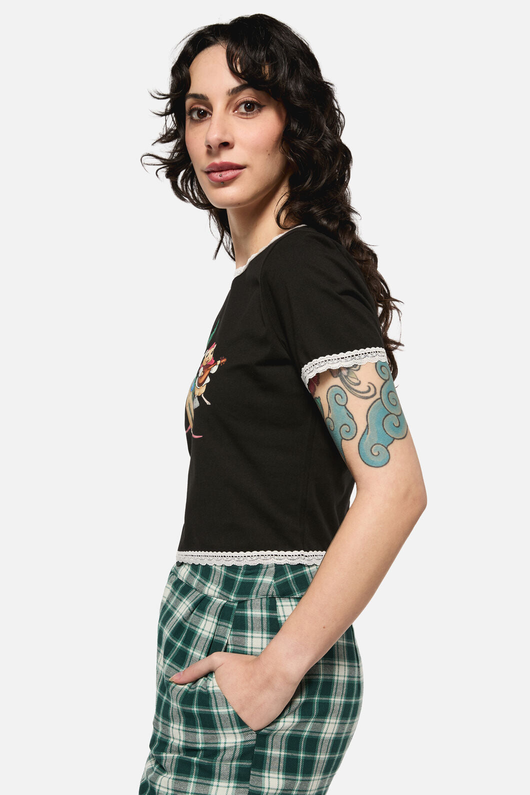 Black Friday - Keeper Of The Woods Lace Trim T-Shirt - black