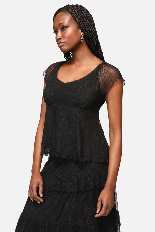 Black Friday - Web Lace Babydoll Top - black
