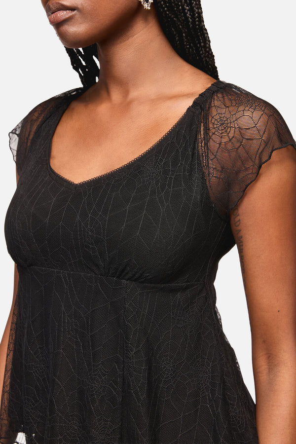 Black Friday - Web Lace Babydoll Top - black