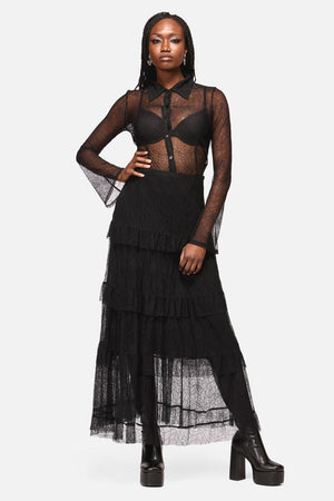 Black Friday - Web Lace Midi Skirt - black