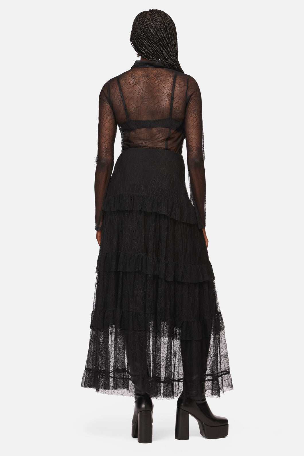 Black Friday - Web Lace Midi Skirt - black