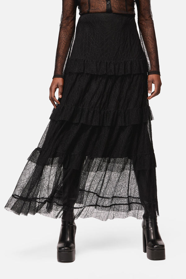Black Friday - Web Lace Midi Skirt - black