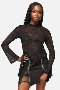 Black Friday - Web Flocked Mesh Top - black