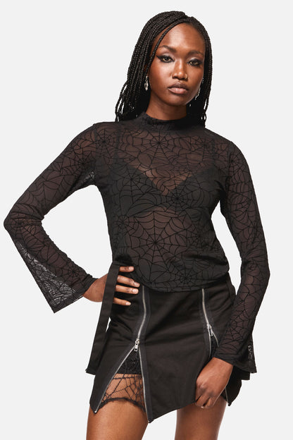 Black Friday - Web Flocked Mesh Top - black