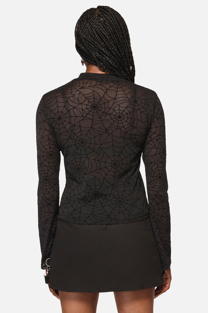 Black Friday - Web Flocked Mesh Top - black
