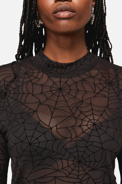 Black Friday - Web Flocked Mesh Top - black