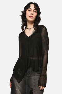 Black Friday - Crypt A-Symetrical Mesh Top - black