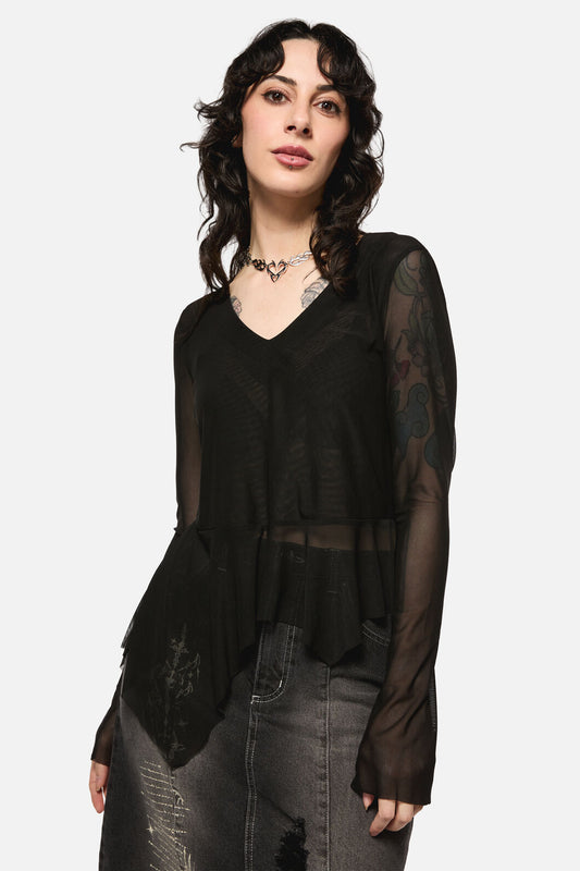 Black Friday - Crypt A-Symetrical Mesh Top - black