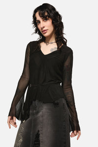 Black Friday - Crypt A-Symetrical Mesh Top - black