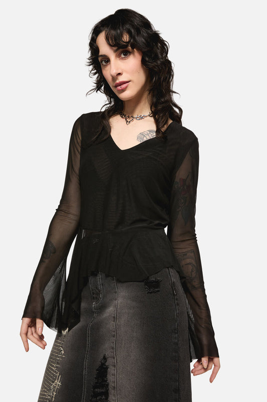 Black Friday - Crypt A-Symetrical Mesh Top - black