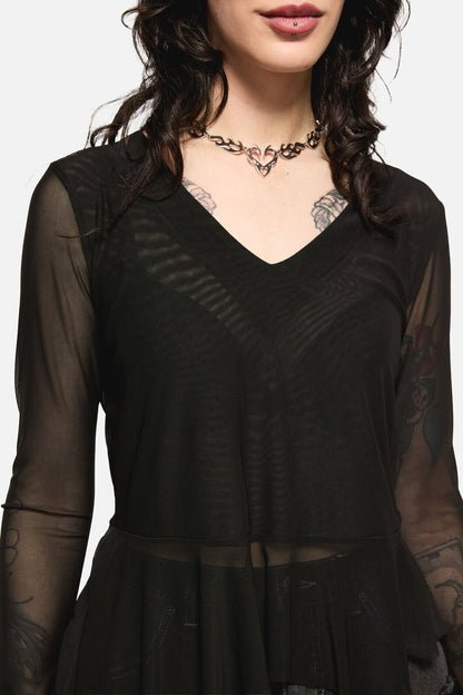 Black Friday - Crypt A-Symetrical Mesh Top - black