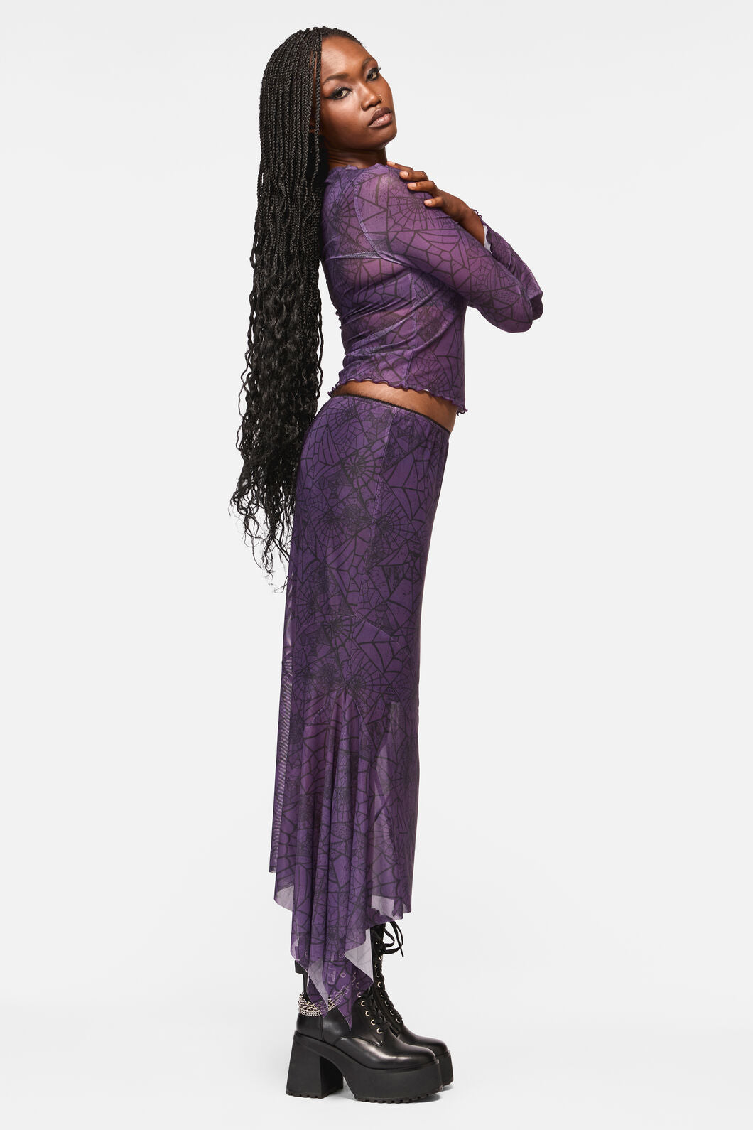 Black Friday - Window Web Mesh Skirt - purple