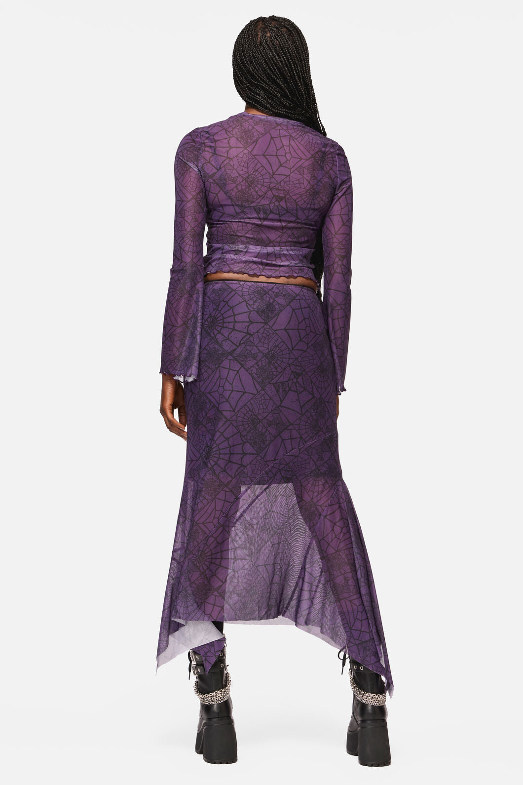 Black Friday - Window Web Mesh Skirt - purple