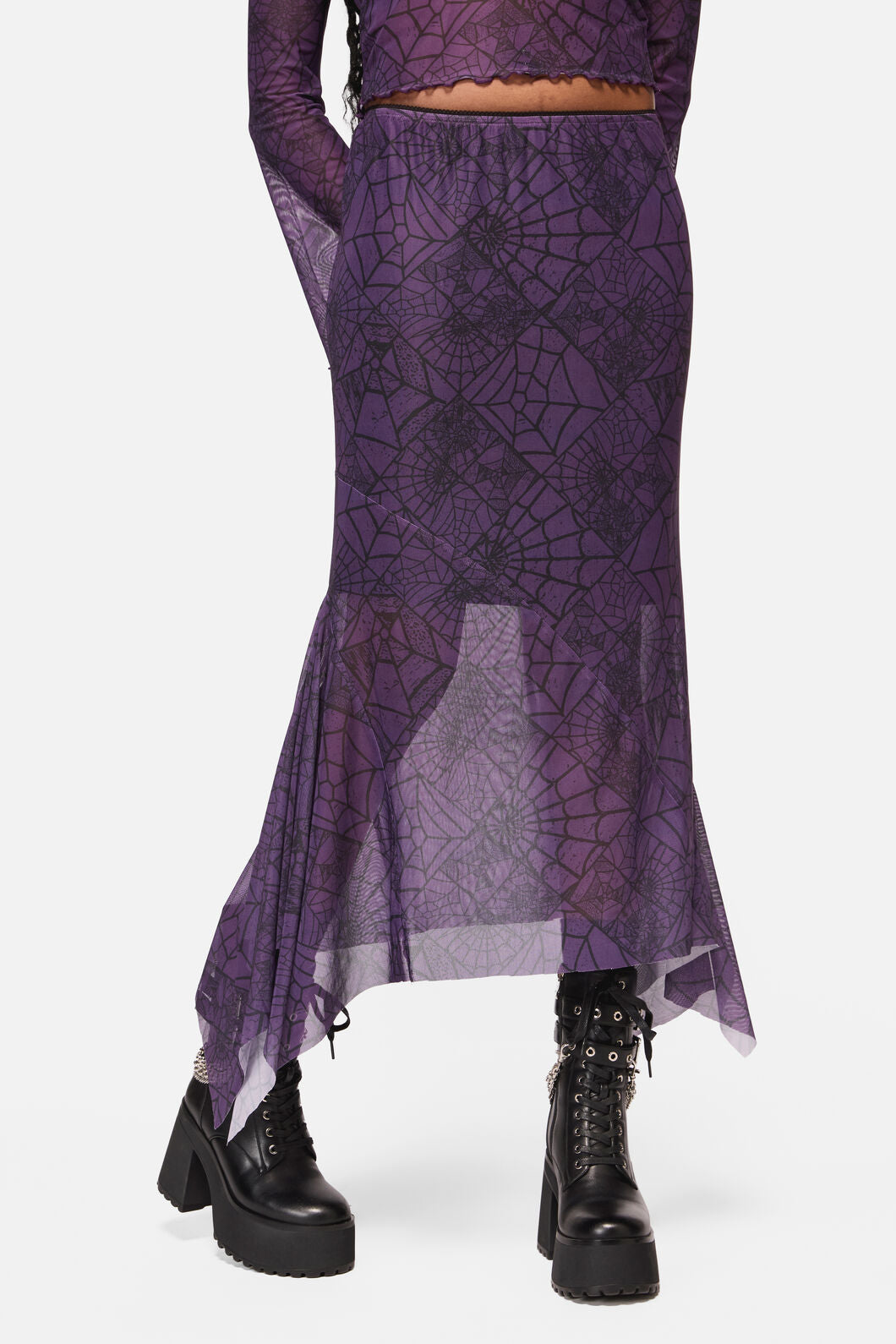 Black Friday - Window Web Mesh Skirt - purple