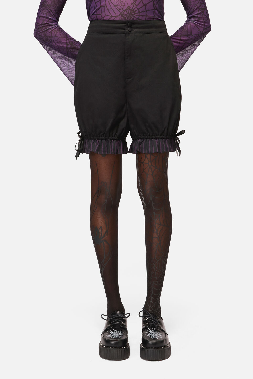 Black Friday - Sabrina Goth Bloomer Short - black-purple