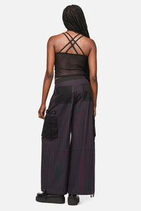 Black Friday - Sabrina Pinastripe Goth Pant - black-purple