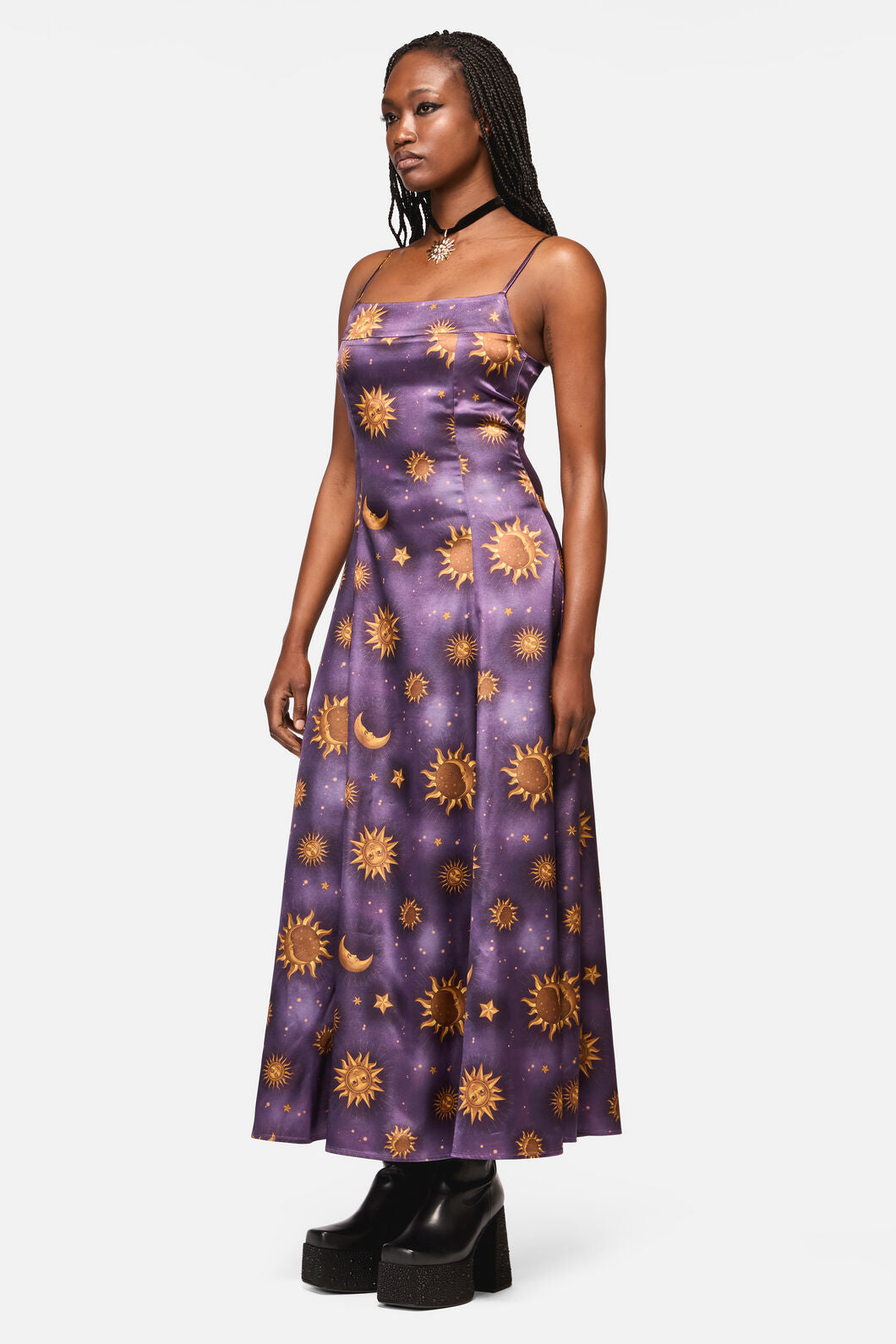 Black Friday - Cosmic Light Whimsy Goth Dress - purple