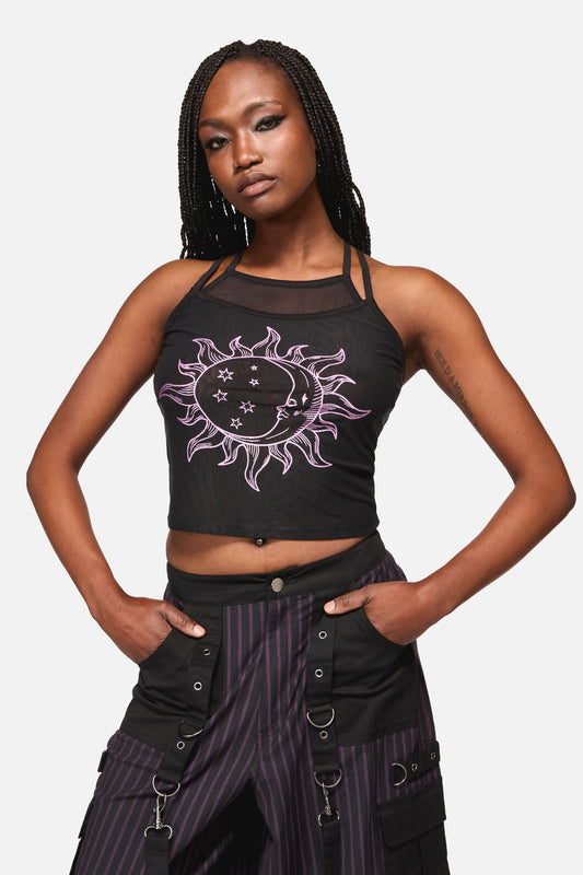 Black Friday - Cosmic Goth Mesh Tank Top - black-purple