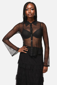 Black Friday - Web Lace Long Sleeve Blouse - black